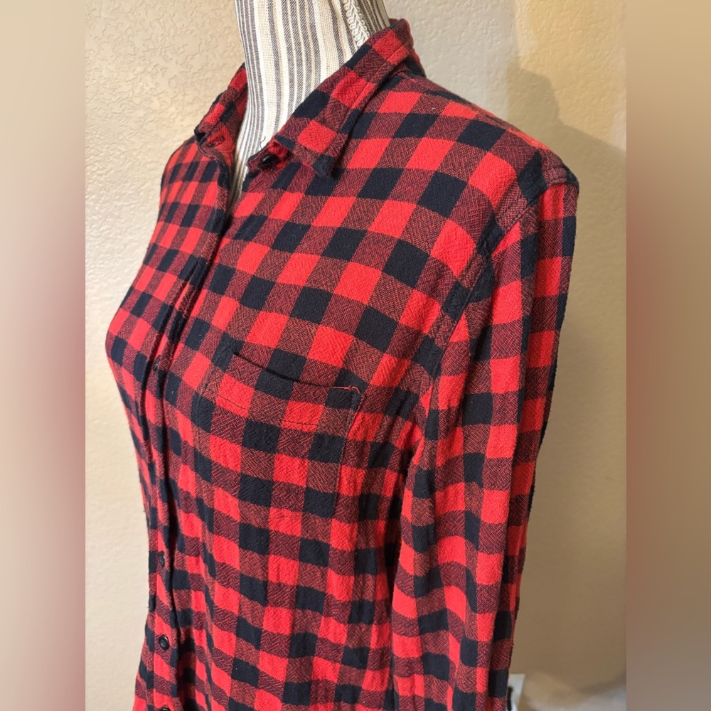 Ralph Lauren Denim & Supply Top Medium RL Tomboy Red Black Buffalo Plaid Rustic - Picture 11 of 16